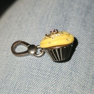 Yellow Cupcake Charm with Rhinestones